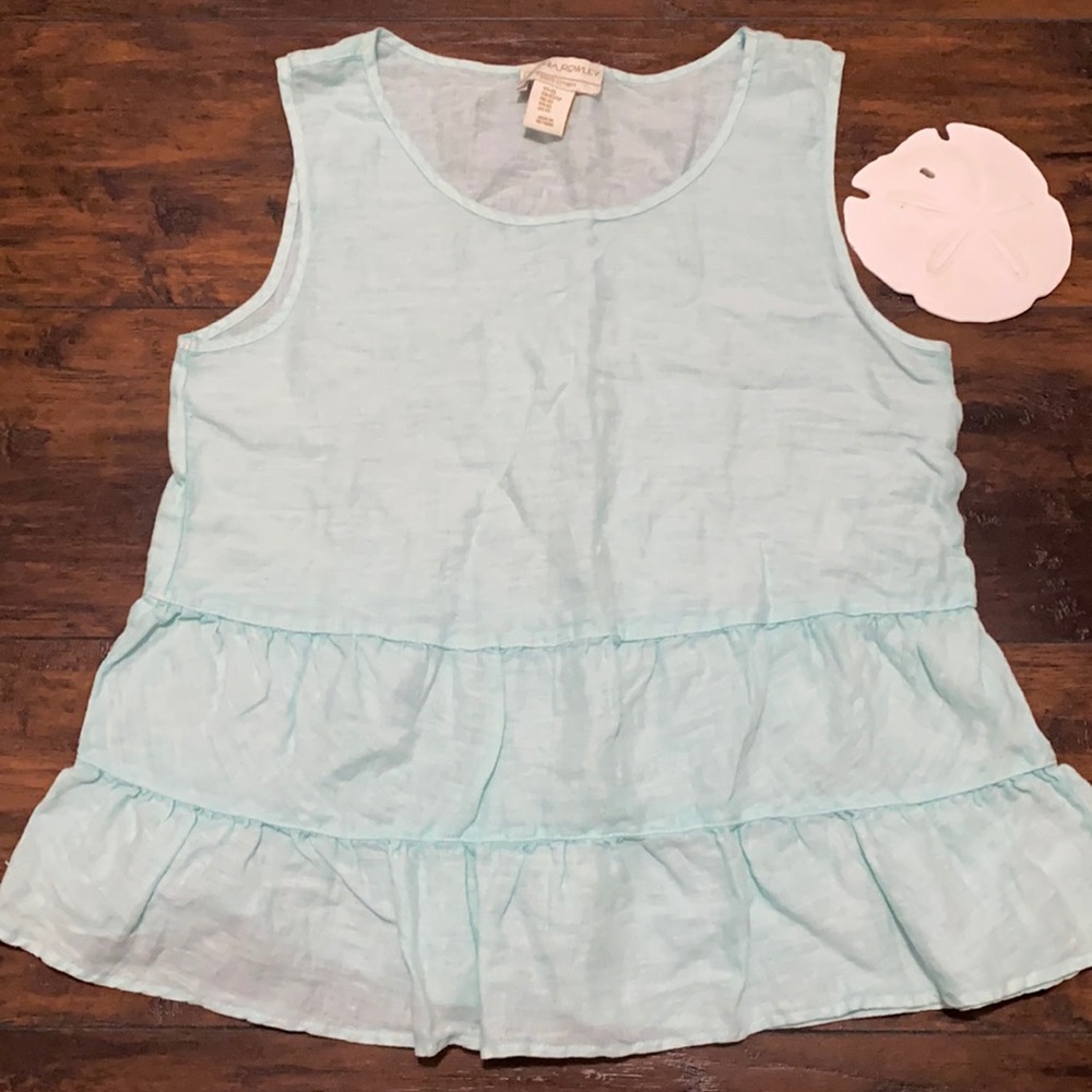 Cynthia Rowley linen ruffle tiered hem XS